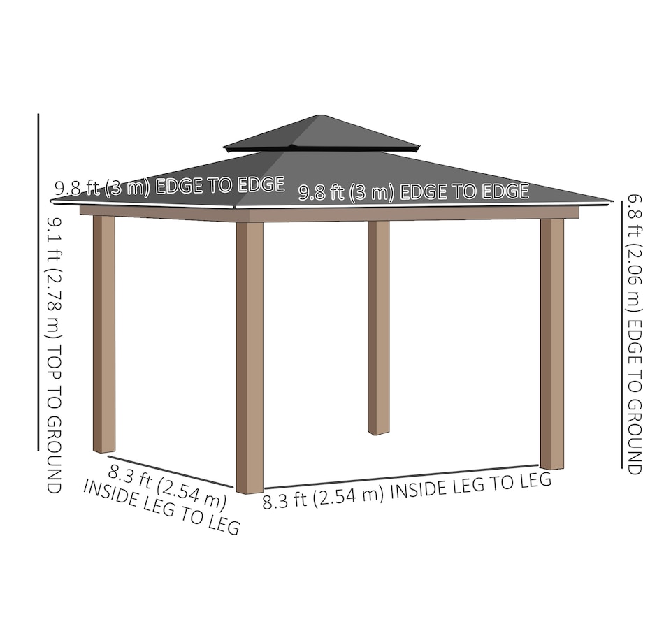 Image 988375_ALTMORE2.jpg, Product 988-375 / Price $879.99, Outsunny 10' x 10' Double Roof Hardtop Gazebo with Nettings Curtains Khaki from Outsunny on TSC.ca's Home & Garden department