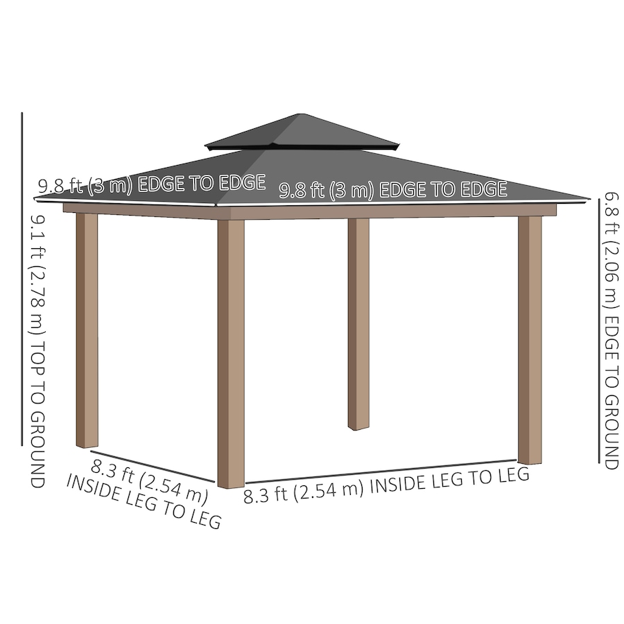 Image 988375_ALTMORE2.jpg, Product 988-375 / Price $699.99, Outsunny 10' x 10' Double Roof Hardtop Gazebo with Nettings Curtains Khaki from Outsunny on TSC.ca's Home & Garden department