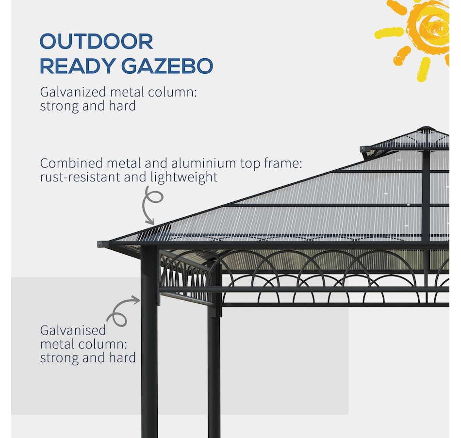 Image 988375_ALTMORE5.jpg, Product 988-375 / Price $879.99, Outsunny 10' x 10' Double Roof Hardtop Gazebo with Nettings Curtains Khaki from Outsunny on TSC.ca's Home & Garden department