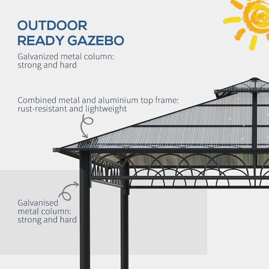 Image 988375_ALTMORE5.jpg, Product 988-375 / Price $699.99, Outsunny 10' x 10' Double Roof Hardtop Gazebo with Nettings Curtains Khaki from Outsunny on TSC.ca's Home & Garden department