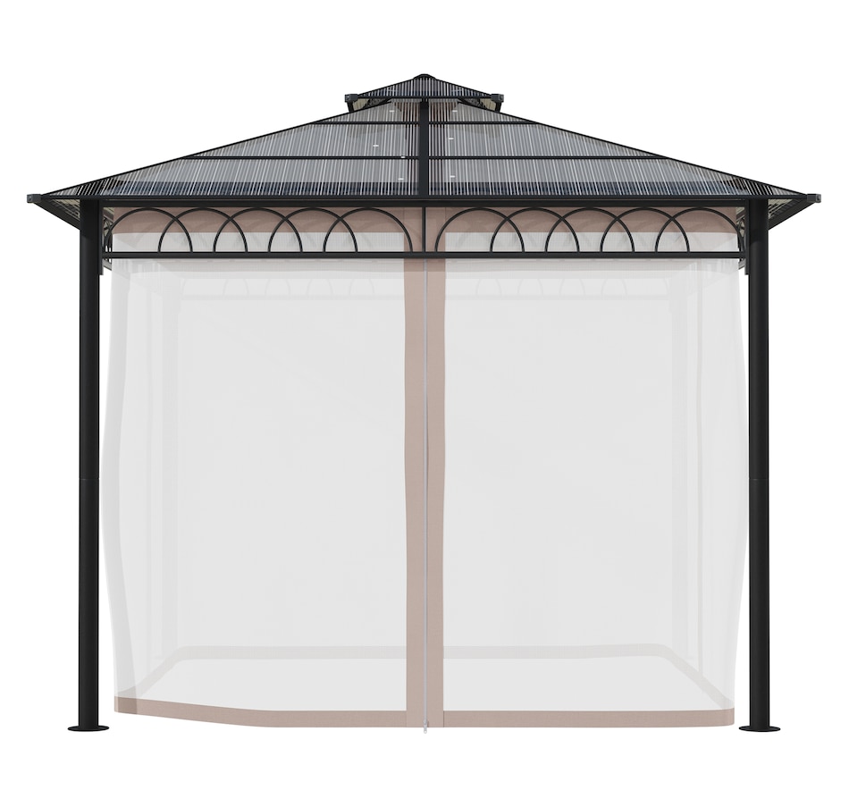Image 988375_ALTMORE8.jpg, Product 988-375 / Price $879.99, Outsunny 10' x 10' Double Roof Hardtop Gazebo with Nettings Curtains Khaki from Outsunny on TSC.ca's Home & Garden department