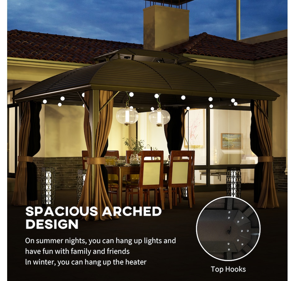 Image 988376_ALTMORE5.jpg, Product 988-376 / Price $1,289.99, Outsunny 10' x 12' Metal Roof Hardtop Gazebo w/ Curtains & Netting, Coffee from Outsunny on TSC.ca's Home & Garden department