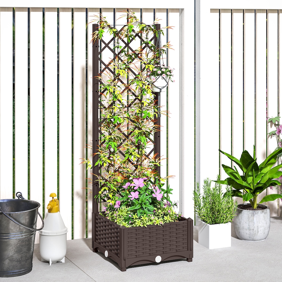 Image 988379_ALTMORE6.jpg, Product 988-379 / Price $59.99, Outsunny Plastic Raised Bed, Garden Box with Trellis, 16" x 16" x 48" from Outsunny on TSC.ca's Home & Garden department