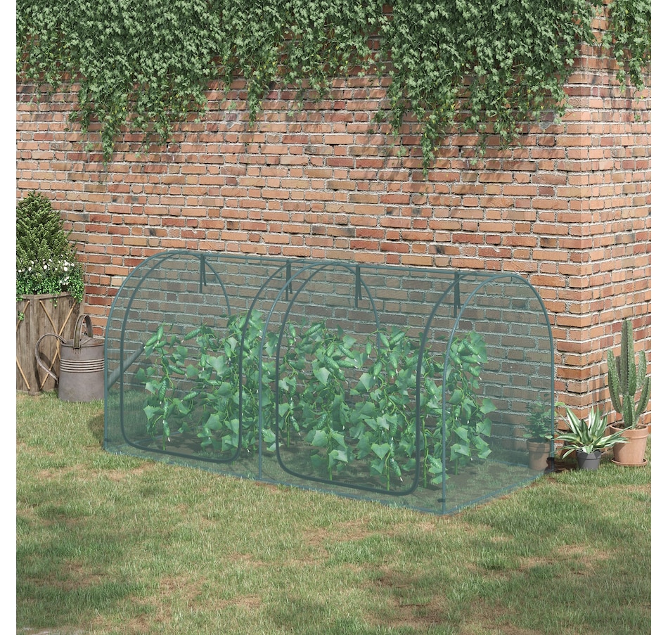 Image 988381_ALTMORE1.jpg, Product 988-381 / Price $69.99, Outsunny 8 x 3ft Crop Cage with Two Zippered Doors Dark Green from Outsunny on TSC.ca's Home & Garden department