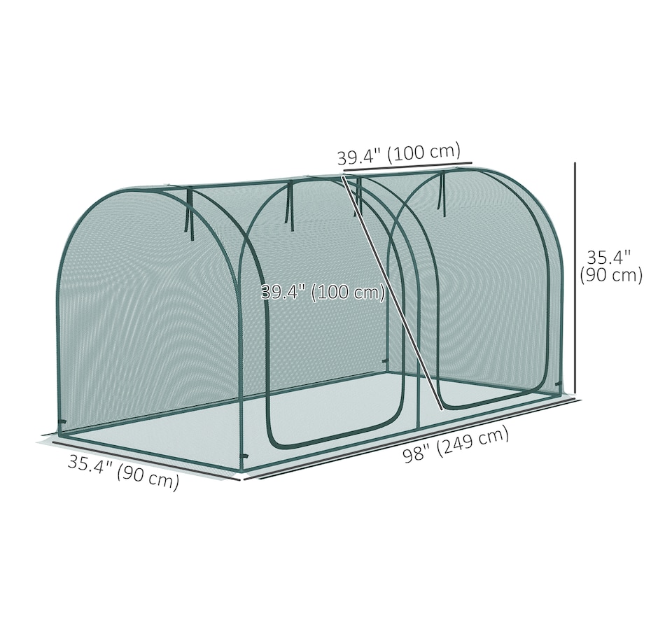 Image 988381_ALTMORE2.jpg, Product 988-381 / Price $69.99, Outsunny 8 x 3ft Crop Cage with Two Zippered Doors Dark Green from Outsunny on TSC.ca's Home & Garden department