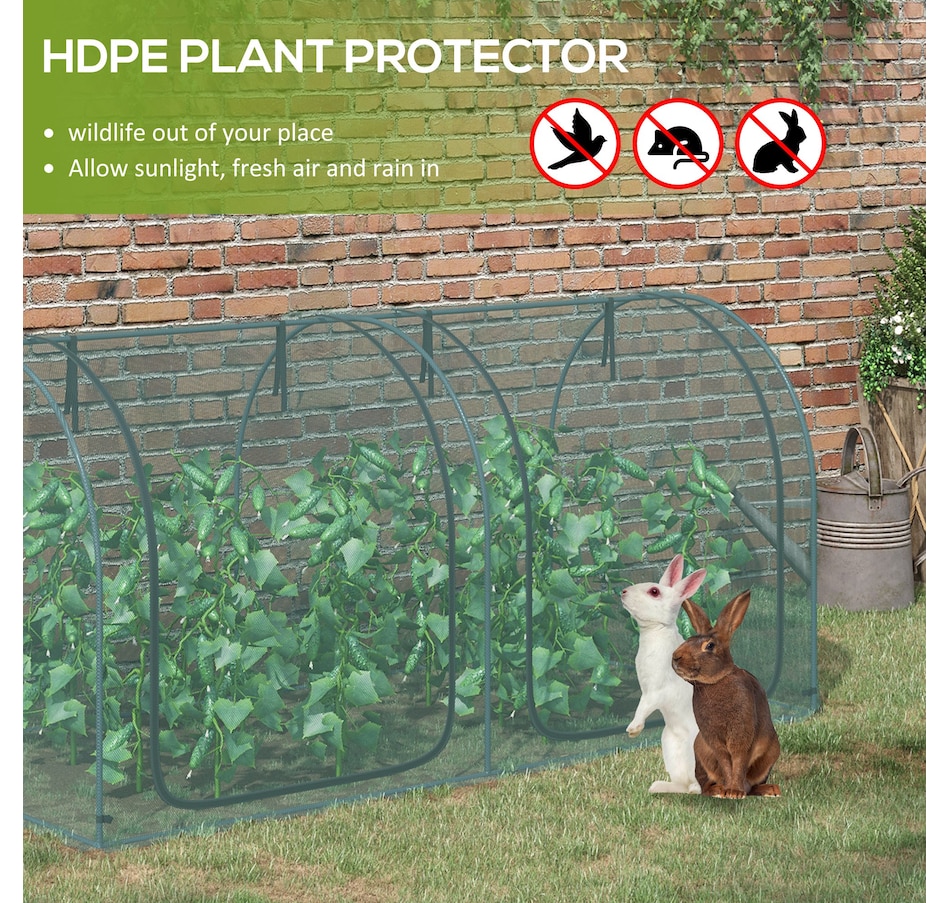 Image 988381_ALTMORE3.jpg, Product 988-381 / Price $69.99, Outsunny 8 x 3ft Crop Cage with Two Zippered Doors Dark Green from Outsunny on TSC.ca's Home & Garden department