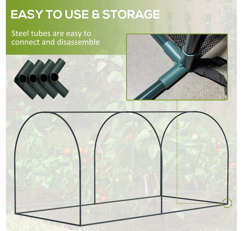 Image 988381_ALTMORE4.jpg, Product 988-381 / Price $69.99, Outsunny 8 x 3ft Crop Cage with Two Zippered Doors Dark Green from Outsunny on TSC.ca's Home & Garden department