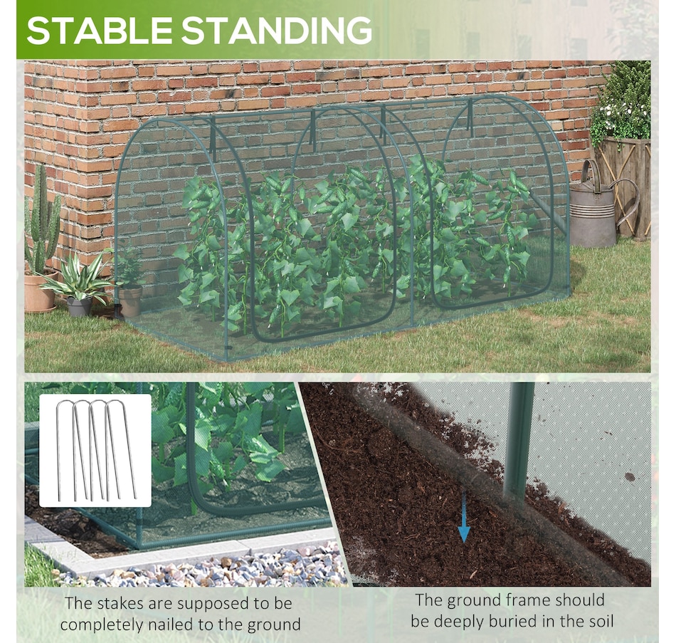 Image 988381_ALTMORE6.jpg, Product 988-381 / Price $69.99, Outsunny 8 x 3ft Crop Cage with Two Zippered Doors Dark Green from Outsunny on TSC.ca's Home & Garden department