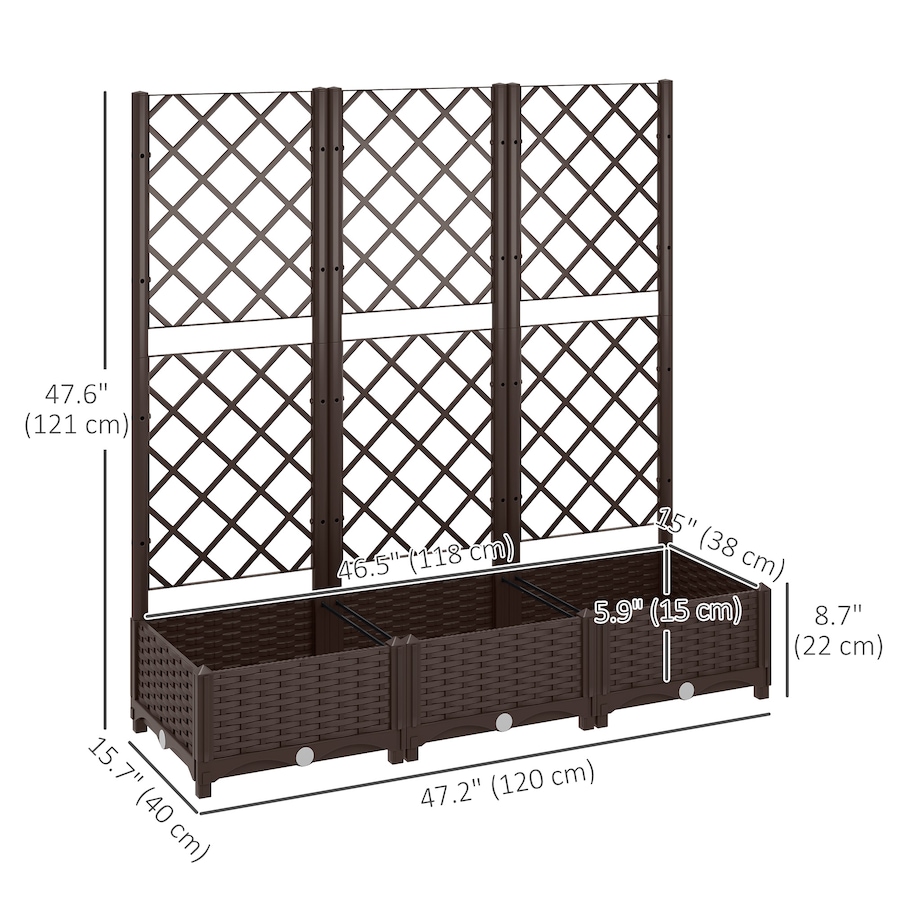 Image 988384_ALTMORE2.jpg, Product 988-384 / Price $119.99, Outsunny Plastic Raised Bed, Garden Box with Trellis, 47" x 16" x 48" from Outsunny on TSC.ca's Home & Garden department