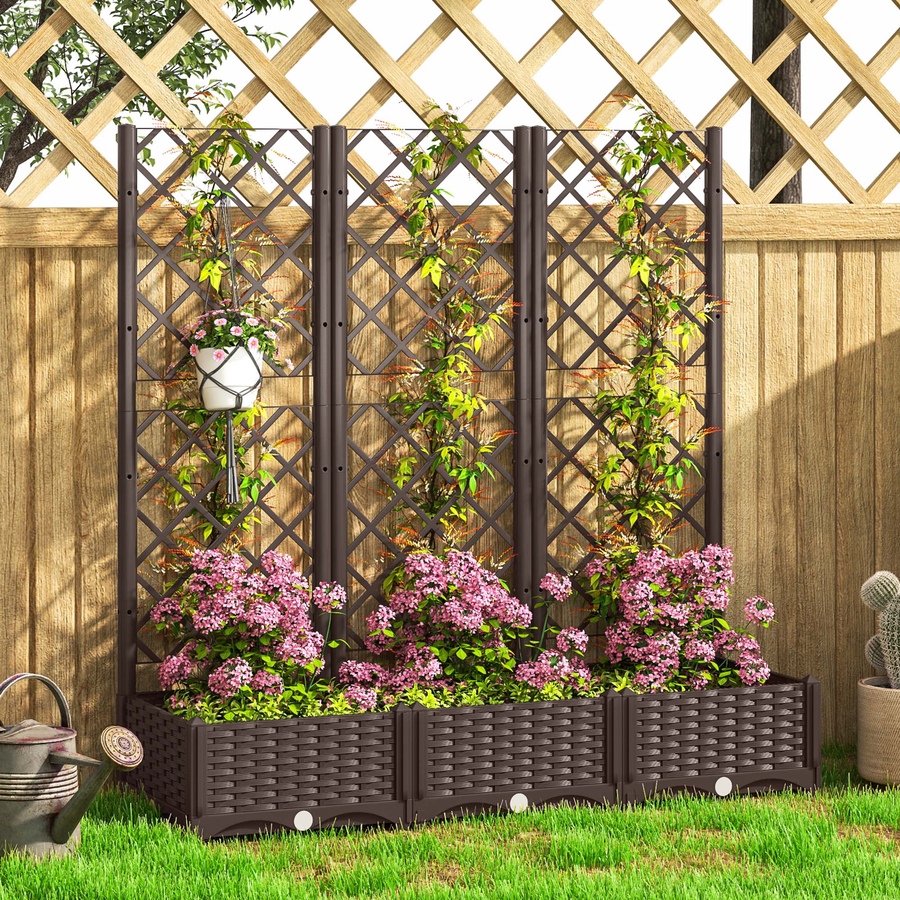 Image 988384_ALTMORE8.jpg, Product 988-384 / Price $119.99, Outsunny Plastic Raised Bed, Garden Box with Trellis, 47" x 16" x 48" from Outsunny on TSC.ca's Home & Garden department