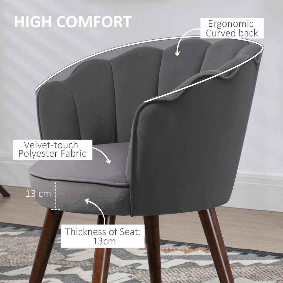 Image 988401_ALTMORE12.jpg, Product 988-401 / Price $194.99, HOMCOM Modern Velvet-Touch Fabric Accent Chair Leisure Club Chair Wood Legs from HOMCOM on TSC.ca's Home & Garden department