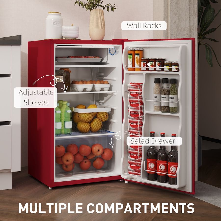 Image 988412_ALTMORE5.jpg, Product 988-412 / Price $249.99, HOMCOM Mini Fridge with Freezer Thermostat Reversible Door, Red from HOMCOM on TSC.ca's Kitchen department