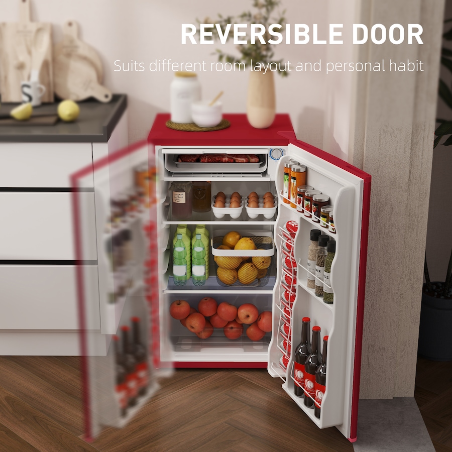 Image 988412_ALTMORE6.jpg, Product 988-412 / Price $249.99, HOMCOM Mini Fridge with Freezer Thermostat Reversible Door, Red from HOMCOM on TSC.ca's Kitchen department