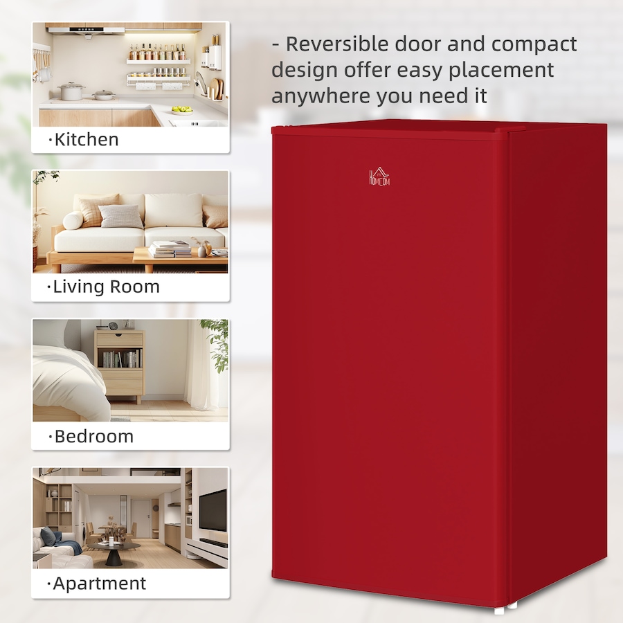 Image 988412_ALTMORE8.jpg, Product 988-412 / Price $249.99, HOMCOM Mini Fridge with Freezer Thermostat Reversible Door, Red from HOMCOM on TSC.ca's Kitchen department