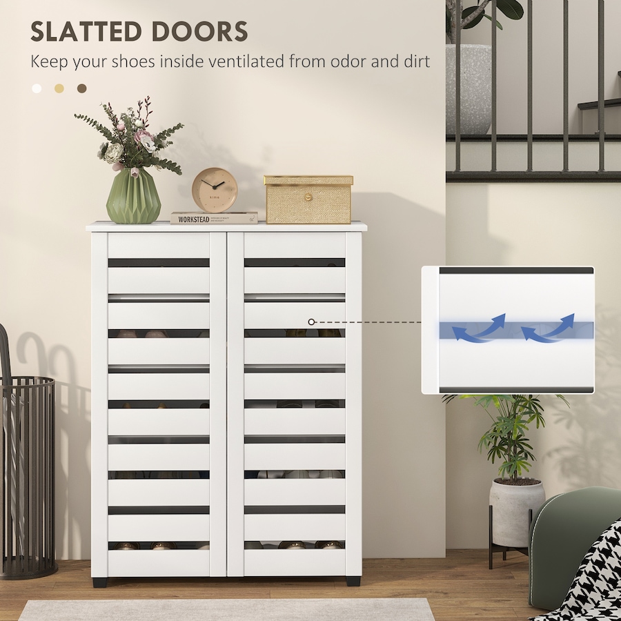 Image 988471_ALTMORE21.jpg, Product 988-471 / Price $159.99 - $172.99, HOMCOM Shoe Storage Cabinet with Slatted Doors for 15 Pairs of Shoes from HOMCOM on TSC.ca's Home & Garden department