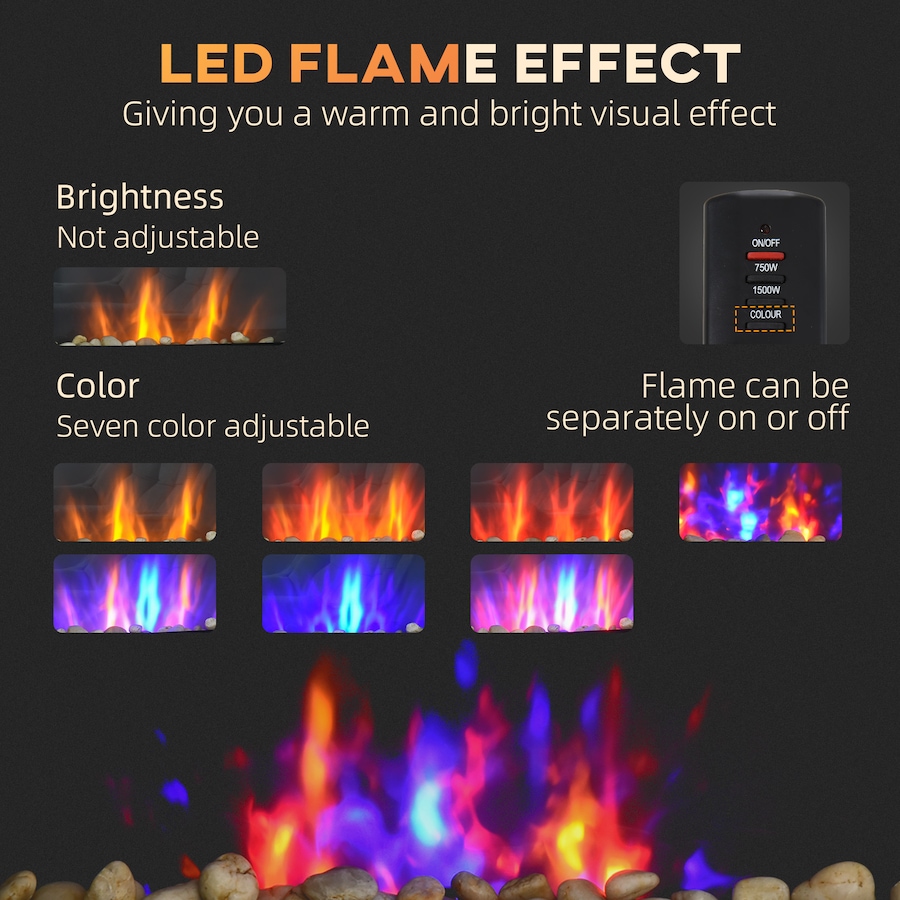 Image 988475_ALTMORE12.jpg, Product 988-475 / Price $169.99 - $199.99, HOMCOM 1500W Electric Fireplace Heater Wall Mounted W/ RC, LED Flame, 7 Color from HOMCOM on TSC.ca's Home & Garden department