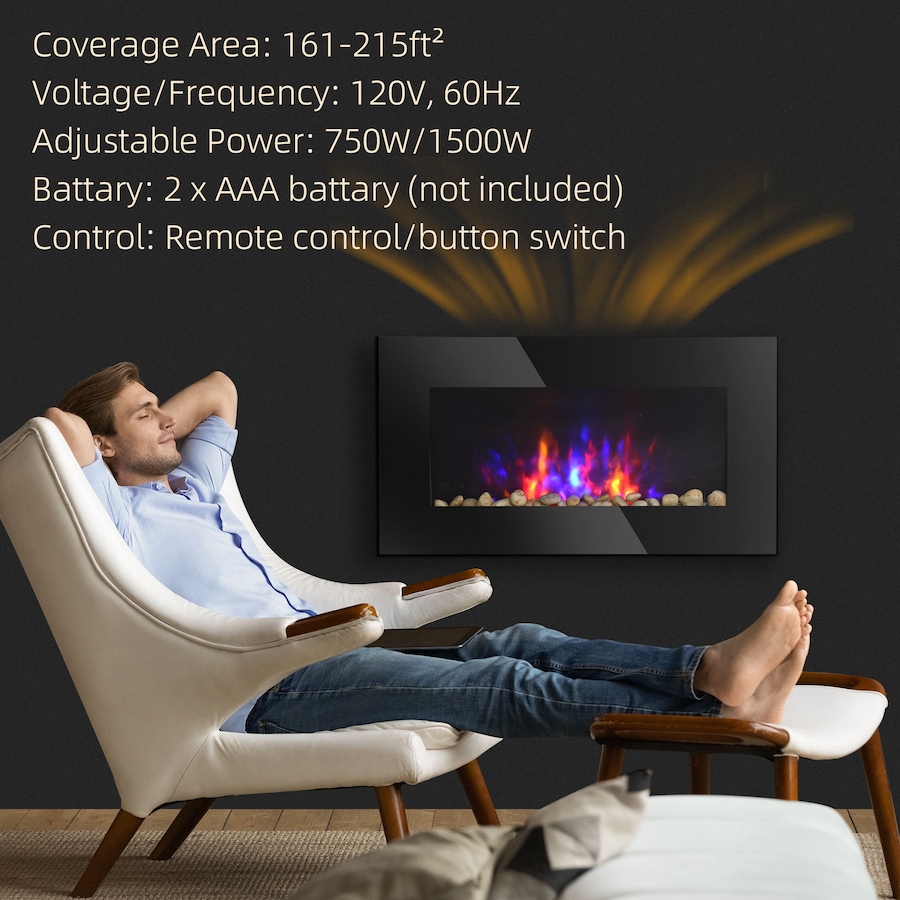 Image 988475_ALTMORE14.jpg, Product 988-475 / Price $169.99 - $199.99, HOMCOM 1500W Electric Fireplace Heater Wall Mounted W/ RC, LED Flame, 7 Color from HOMCOM on TSC.ca's Home & Garden department
