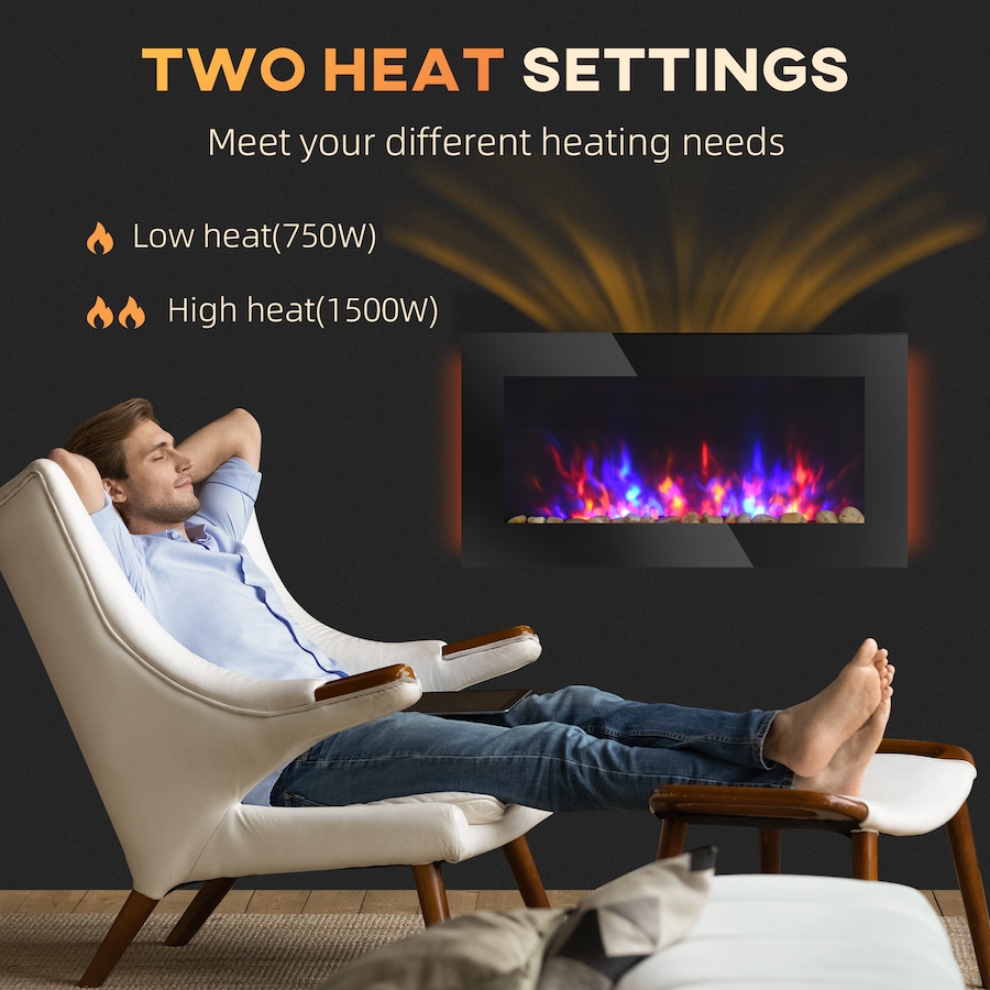 Image 988475_ALTMORE20.jpg, Product 988-475 / Price $169.99 - $199.99, HOMCOM 1500W Electric Fireplace Heater Wall Mounted W/ RC, LED Flame, 7 Color from HOMCOM on TSC.ca's Home & Garden department