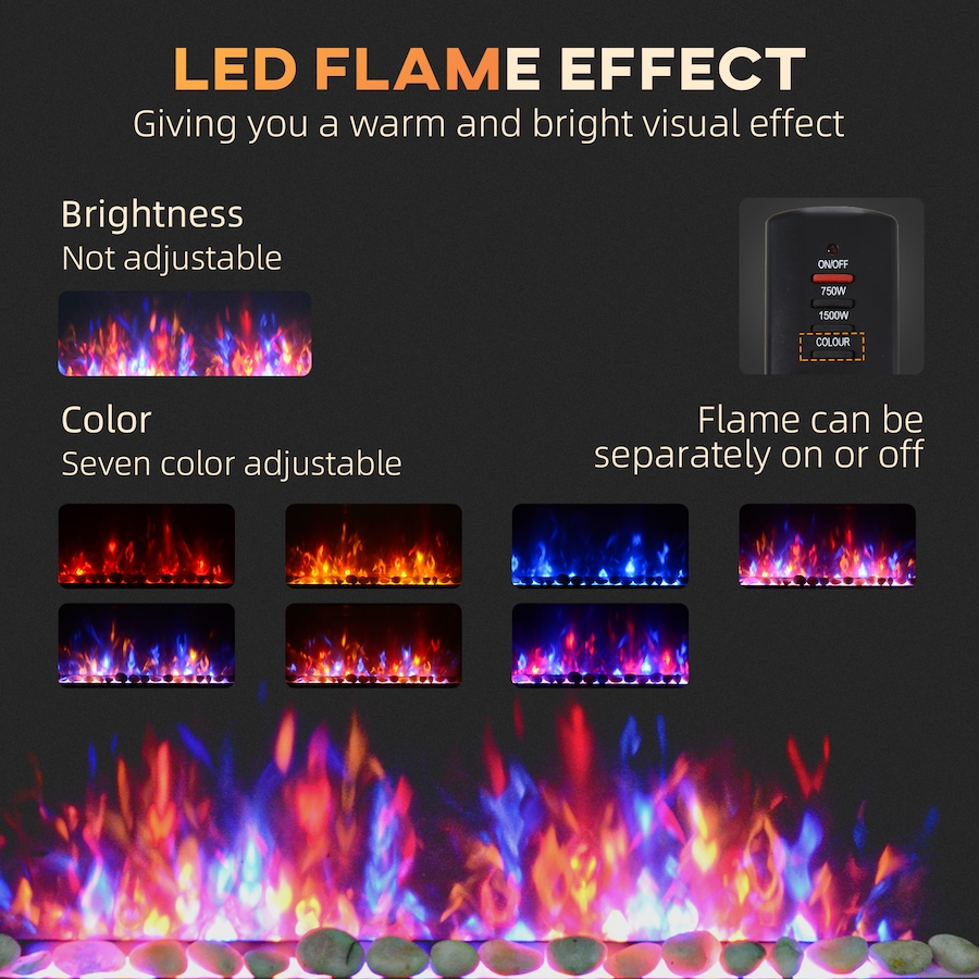 Image 988475_ALTMORE3.jpg, Product 988-475 / Price $169.99 - $199.99, HOMCOM 1500W Electric Fireplace Heater Wall Mounted W/ RC, LED Flame, 7 Color from HOMCOM on TSC.ca's Home & Garden department