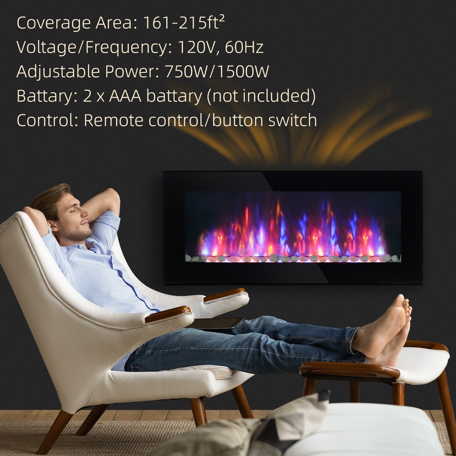 Image 988475_ALTMORE5.jpg, Product 988-475 / Price $169.99 - $199.99, HOMCOM 1500W Electric Fireplace Heater Wall Mounted W/ RC, LED Flame, 7 Color from HOMCOM on TSC.ca's Home & Garden department