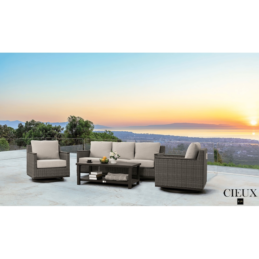 Image 988500_ALTMORE1.png, Product 988-500 / Price $3,569.99, CIEUX Loire Outdoor Patio Aluminum Metal Sofa Conversation Set with Swivel Club Chairs and Sunbrella Cast Silver Cushions from CIEUX on TSC.ca's Home & Garden department