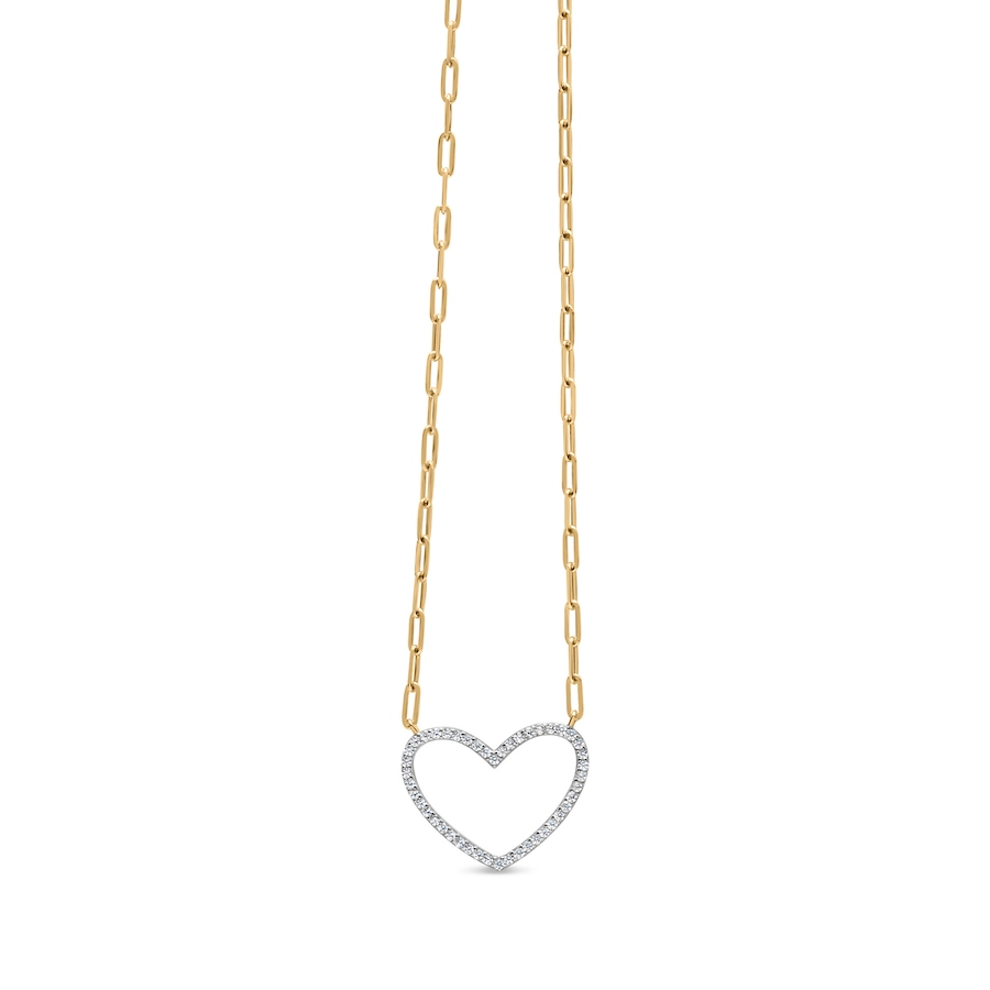 Image 990371_ALTMORE1.jpg, Product 990-371 / Price $1,381.00, 14K Yellow Gold Plated .925 Sterling Silver 1/4 Cttw Diamond Open Heart with Paperclip Chain Pendant Necklace (I-J Color, I2-I3 Clarity) - 18" Inches from Haus of Brilliance on TSC.ca's Jewellery department