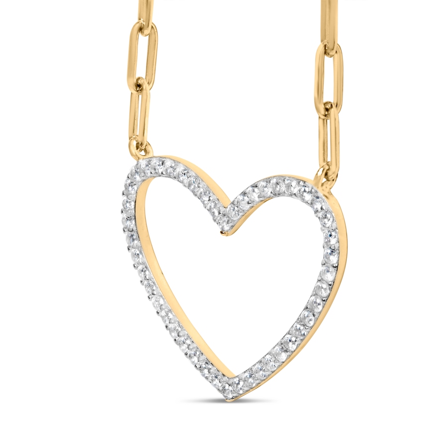 Image 990371_ALTMORE2.jpg, Product 990-371 / Price $1,381.00, 14K Yellow Gold Plated .925 Sterling Silver 1/4 Cttw Diamond Open Heart with Paperclip Chain Pendant Necklace (I-J Color, I2-I3 Clarity) - 18" Inches from Haus of Brilliance on TSC.ca's Jewellery department