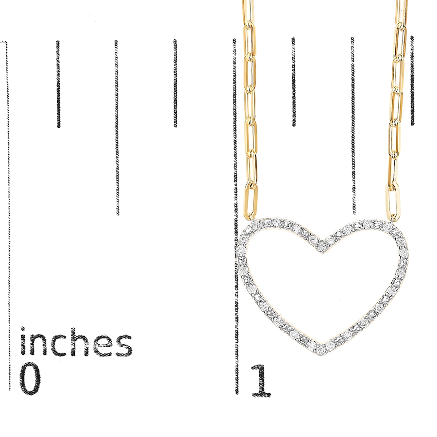 Image 990371_ALTMORE4.jpg, Product 990-371 / Price $1,381.00, 14K Yellow Gold Plated .925 Sterling Silver 1/4 Cttw Diamond Open Heart with Paperclip Chain Pendant Necklace (I-J Color, I2-I3 Clarity) - 18" Inches from Haus of Brilliance on TSC.ca's Jewellery department