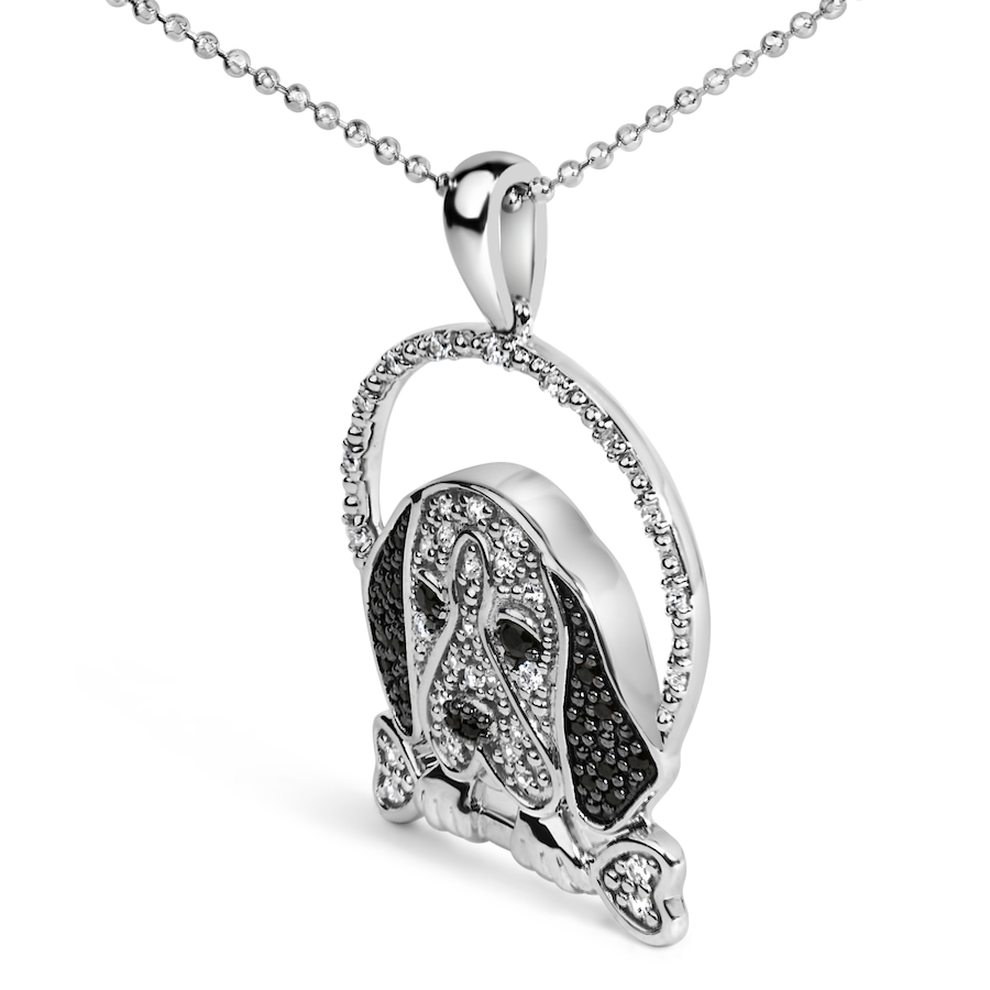 Image 990373_ALTMORE2.jpg, Product 990-373 / Price $1,089.00, .925 Sterling Silver 1/4 Cttw White and Black Diamond Beagle Dog and Bone Pendant Necklace (I-J Color, I2-I3 Clarity) - 18" Inches from Haus of Brilliance on TSC.ca's Jewellery department
