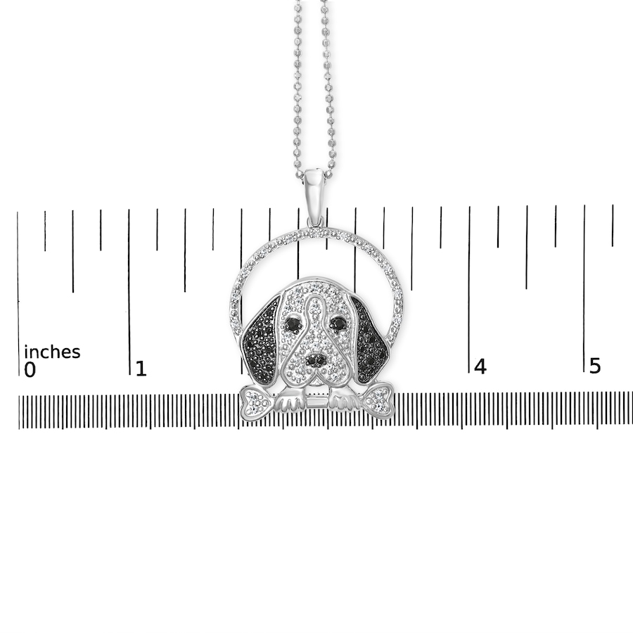 Image 990373_ALTMORE5.jpg, Product 990-373 / Price $1,089.00, .925 Sterling Silver 1/4 Cttw White and Black Diamond Beagle Dog and Bone Pendant Necklace (I-J Color, I2-I3 Clarity) - 18" Inches from Haus of Brilliance on TSC.ca's Jewellery department