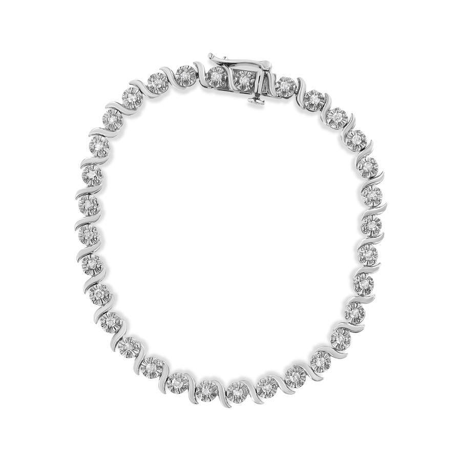 Image 990388_ALTMORE1.jpg, Product 990-388 / Price $1,089.00, .925 Sterling Silver 1.0 Cttw Diamond Spiral Wave Curved-Link 7" Tennis Bracelet (I-J Color, I3 Clarity) from Haus of Brilliance on TSC.ca's Jewellery department