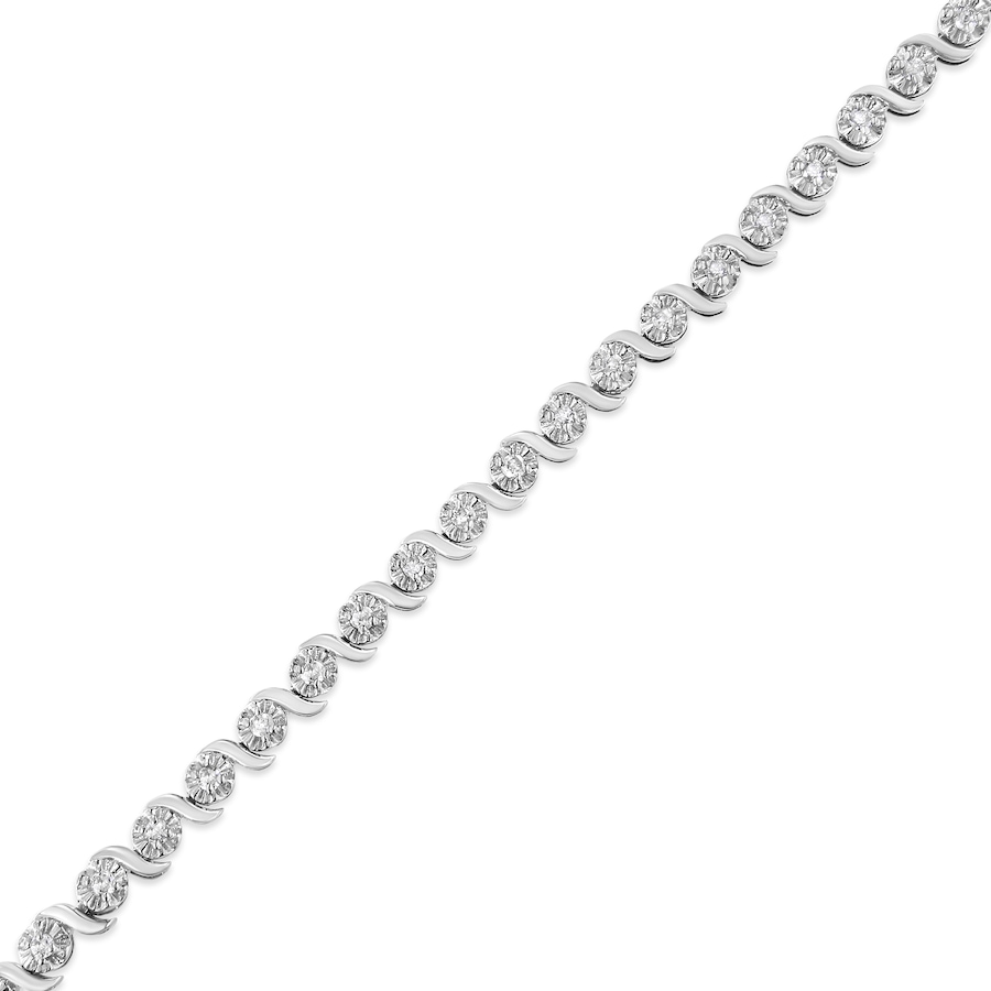 Image 990388_ALTMORE3.jpg, Product 990-388 / Price $1,089.00, .925 Sterling Silver 1.0 Cttw Diamond Spiral Wave Curved-Link 7" Tennis Bracelet (I-J Color, I3 Clarity) from Haus of Brilliance on TSC.ca's Jewellery department