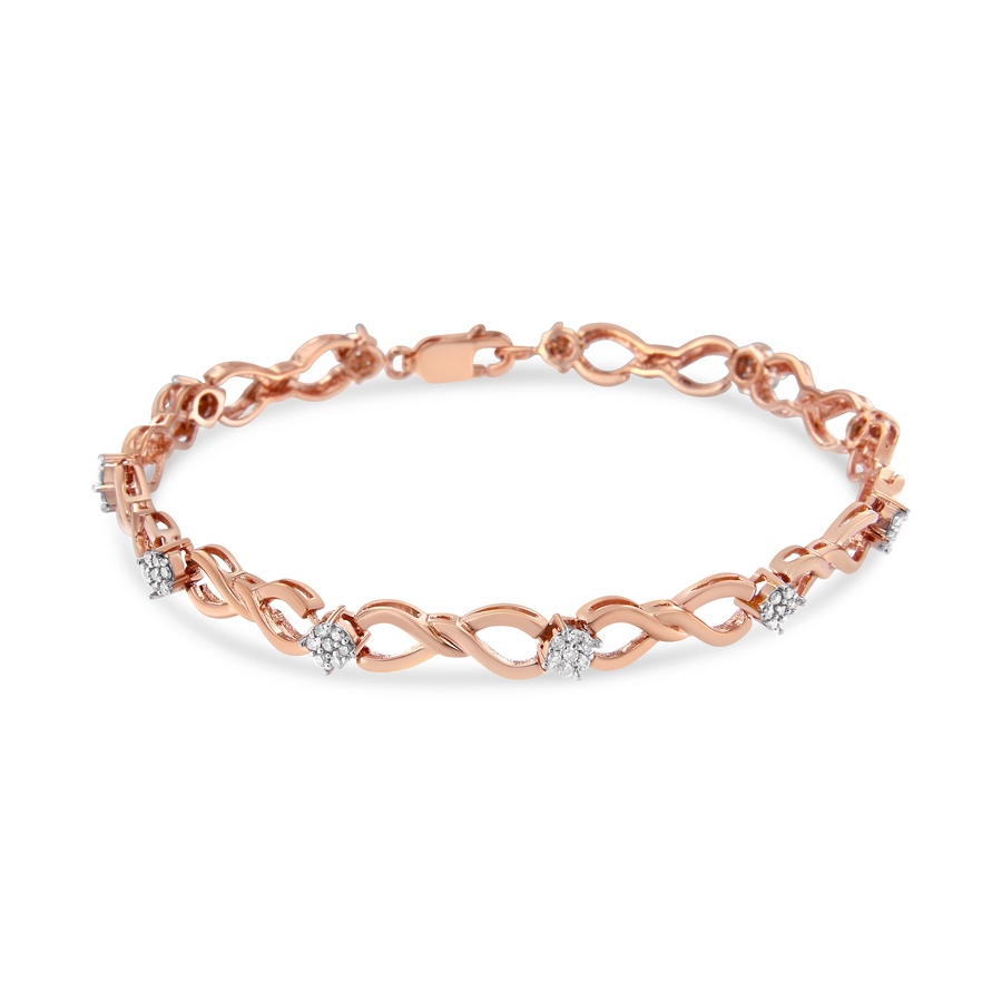 Image 990397_ALTMORE1.jpg, Product 990-397 / Price $1,814.00, 10K Rose Gold Plated .925 Sterling Silver 1/2 Cttw Diamond Infinity Link Tennis Bracelet (H-I Color, I2-I3 Clarity) -7” from Haus of Brilliance on TSC.ca's Jewellery department