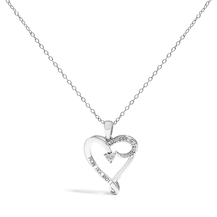 Image 990399.jpg, Product 990-399 / Price $195.75, .925 Sterling Silver Diamond Accent
"I LOVE YOU MOM" Heart Pendant Necklace (J-K Color, I2-I3 Clarity) - 18" Inches from Haus of Brilliance on TSC.ca's Jewellery department