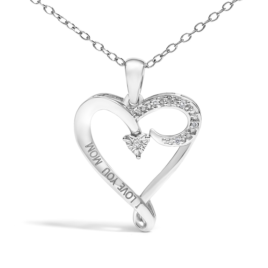Image 990399_ALTMORE1.jpg, Product 990-399 / Price $195.75, .925 Sterling Silver Diamond Accent
"I LOVE YOU MOM" Heart Pendant Necklace (J-K Color, I2-I3 Clarity) - 18" Inches from Haus of Brilliance on TSC.ca's Jewellery department