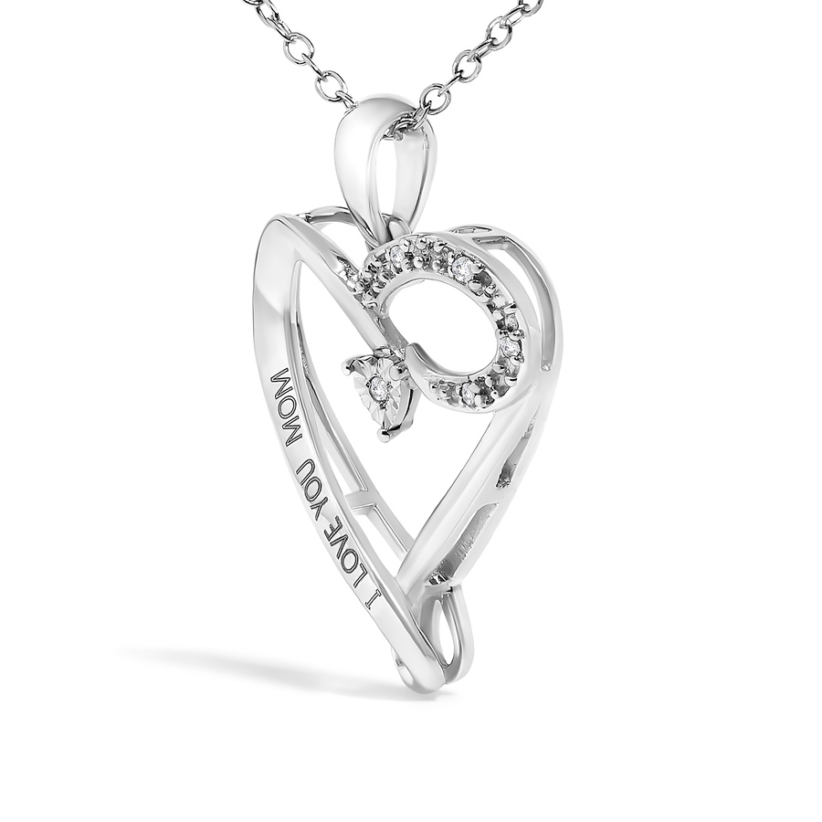 Image 990399_ALTMORE2.jpg, Product 990-399 / Price $195.75, .925 Sterling Silver Diamond Accent
"I LOVE YOU MOM" Heart Pendant Necklace (J-K Color, I2-I3 Clarity) - 18" Inches from Haus of Brilliance on TSC.ca's Jewellery department