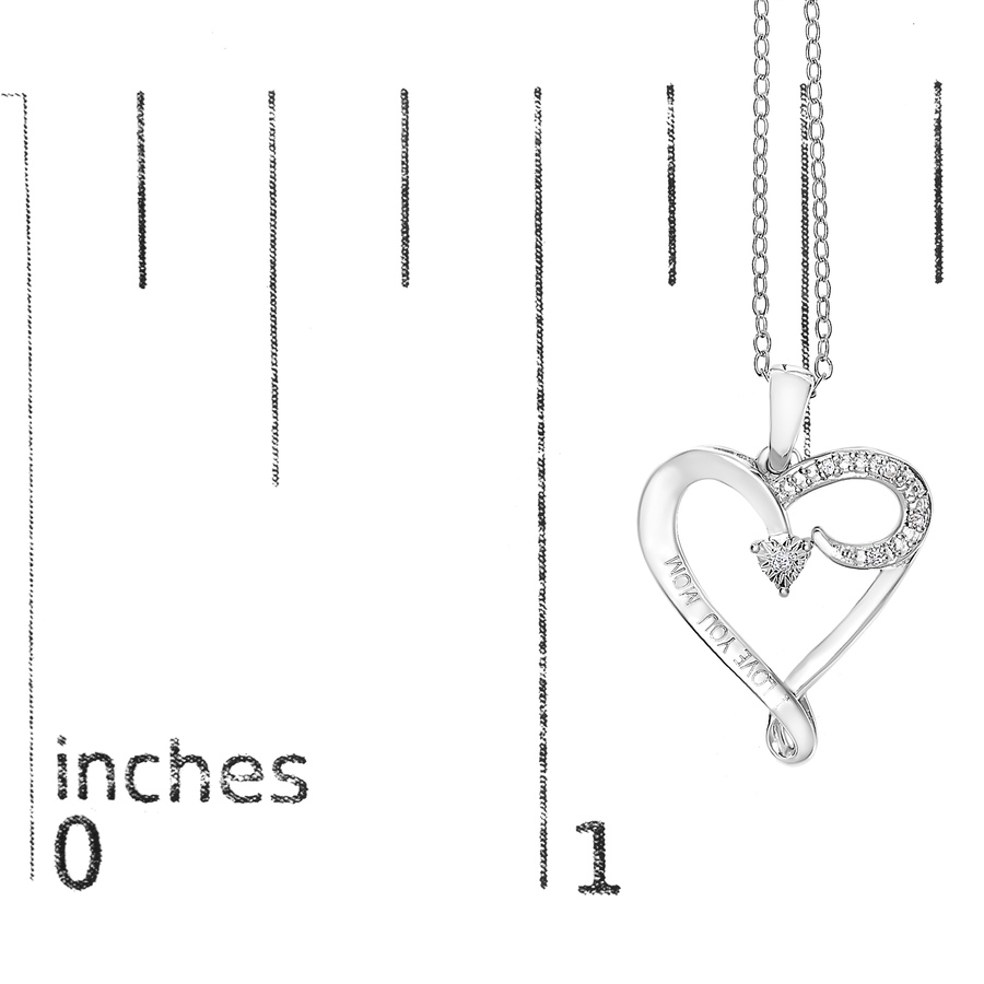 Image 990399_ALTMORE4.jpg, Product 990-399 / Price $195.75, .925 Sterling Silver Diamond Accent
"I LOVE YOU MOM" Heart Pendant Necklace (J-K Color, I2-I3 Clarity) - 18" Inches from Haus of Brilliance on TSC.ca's Jewellery department