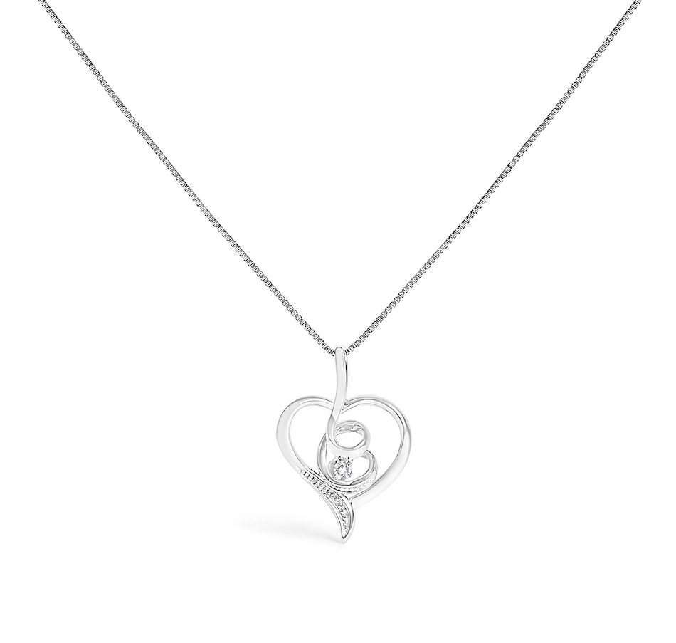 Image 990411.jpg, Product 990-411 / Price $671.00, Espira 10K White Gold .03 Cttw Diamond-Accented Round-Cut Diamond Swirl Open Heart 18" Pendant Necklace (I-J Color, I2-I3 Clarity) from Haus of Brilliance on TSC.ca's Jewellery department