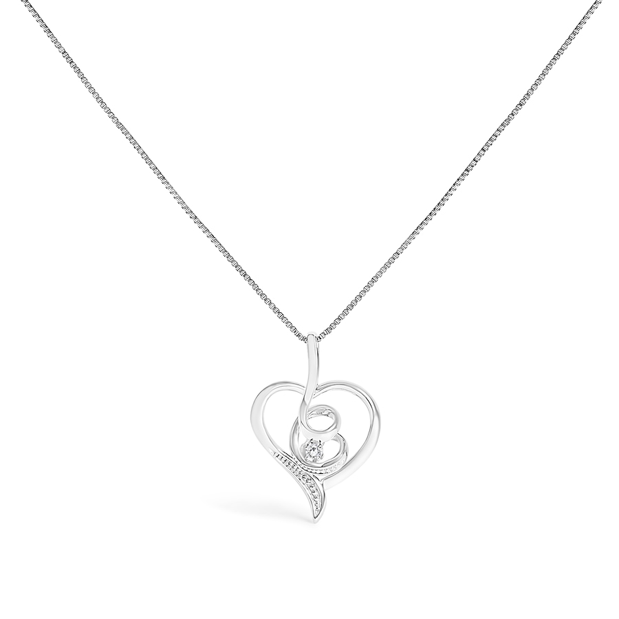 Image 990411.jpg, Product 990-411 / Price $1,247.00, Espira 10K White Gold .03 Cttw Diamond-Accented Round-Cut Diamond Swirl Open Heart 18" Pendant Necklace (I-J Color, I2-I3 Clarity) from Haus of Brilliance on TSC.ca's Jewellery department