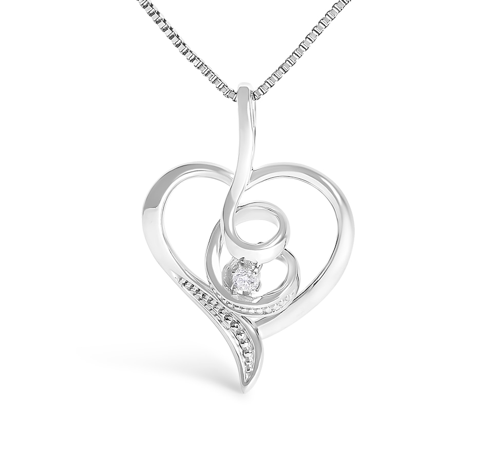 Image 990411_ALTMORE1.jpg, Product 990-411 / Price $671.00, Espira 10K White Gold .03 Cttw Diamond-Accented Round-Cut Diamond Swirl Open Heart 18" Pendant Necklace (I-J Color, I2-I3 Clarity) from Haus of Brilliance on TSC.ca's Jewellery department