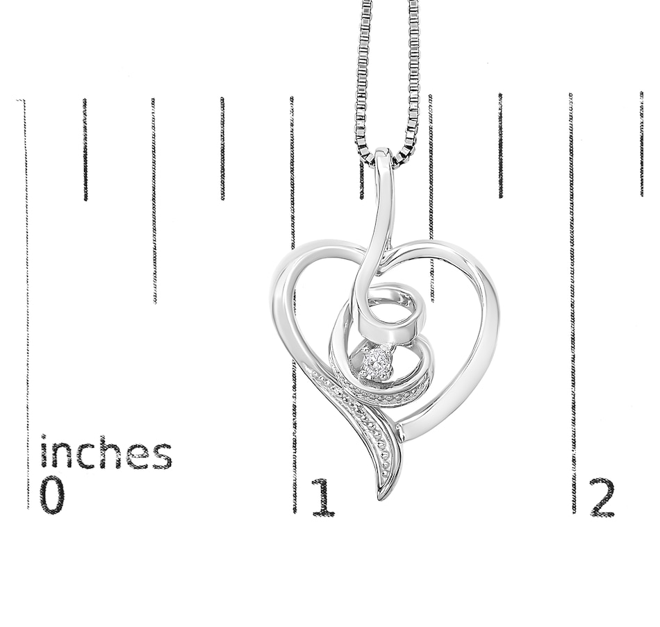 Image 990411_ALTMORE3.jpg, Product 990-411 / Price $671.00, Espira 10K White Gold .03 Cttw Diamond-Accented Round-Cut Diamond Swirl Open Heart 18" Pendant Necklace (I-J Color, I2-I3 Clarity) from Haus of Brilliance on TSC.ca's Jewellery department