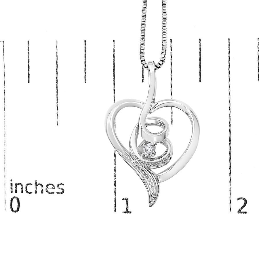 Image 990411_ALTMORE3.jpg, Product 990-411 / Price $1,247.00, Espira 10K White Gold .03 Cttw Diamond-Accented Round-Cut Diamond Swirl Open Heart 18" Pendant Necklace (I-J Color, I2-I3 Clarity) from Haus of Brilliance on TSC.ca's Jewellery department