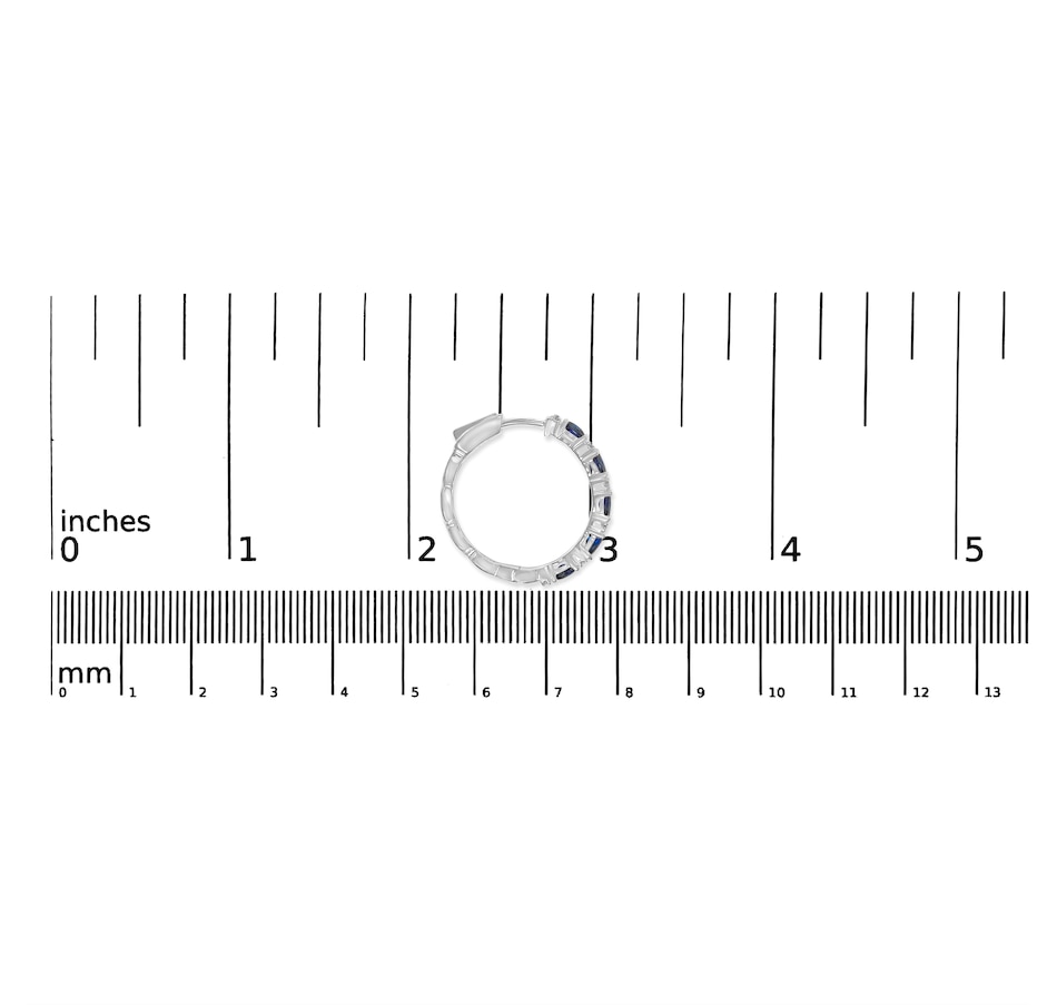 Image 990421_ALTMORE4.jpg, Product 990-421 / Price $16,380.00, 14K White Gold 4x3mm Oval Blue Sapphire and 1/4 Cttw Diamond Alternating Hoop Earring (I-J Color, SI2-I1 Clarity) from Haus of Brilliance on TSC.ca's Jewellery department