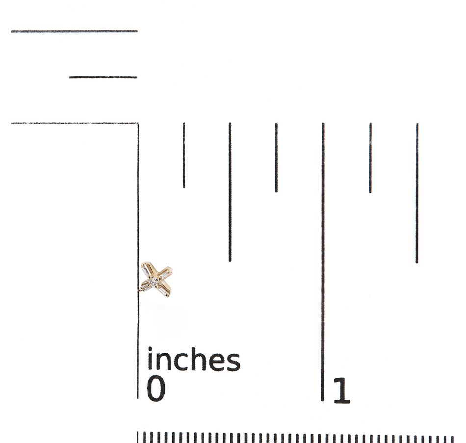 Image 990424_ALTMORE4.jpg, Product 990-424 / Price $1,396.00, 10K Yellow Gold 1/10 Cttw Round and Baguette Diamond Criss Cross X Stud Earring (H-I Color, I1-I2 Clarity) from Haus of Brilliance on TSC.ca's Jewellery department