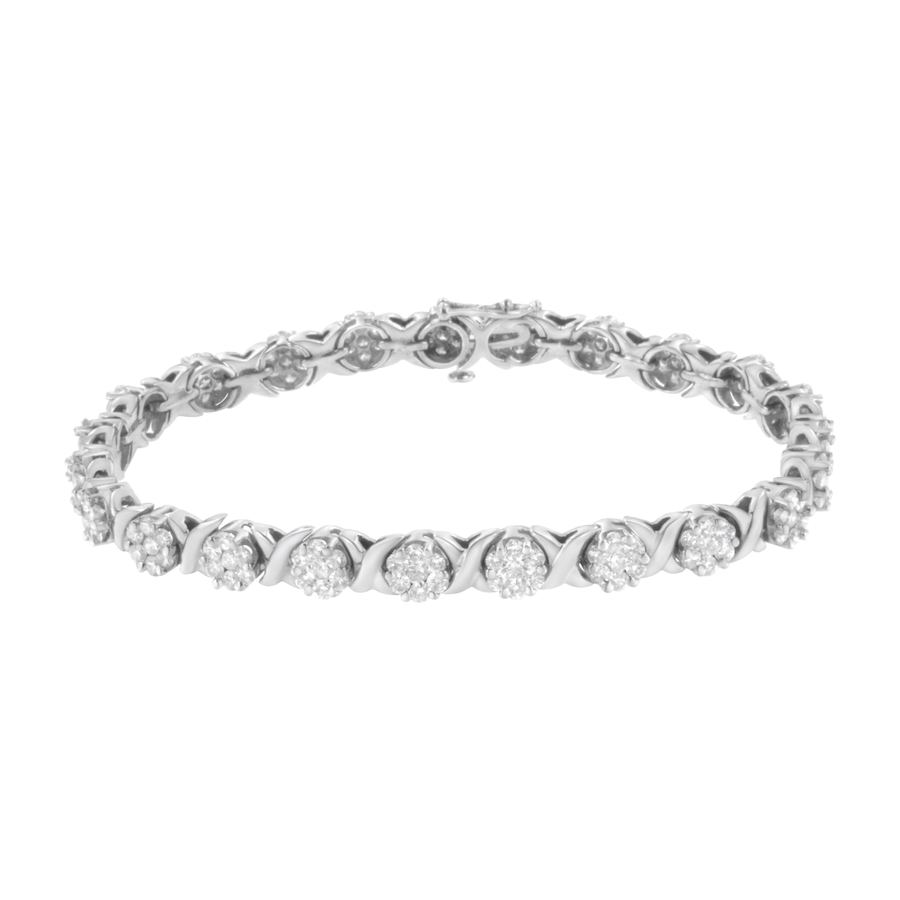 Image 990429_ALTMORE1.jpg, Product 990-429 / Price $23,377.50, 14K White Gold 4 7/8 Cttw Round Brilliant-Cut Diamond Round Cluster & X-Link 7" Tennis Bracelet (I-J Color, SI2-I1 Clarity) from Haus of Brilliance on TSC.ca's Jewellery department