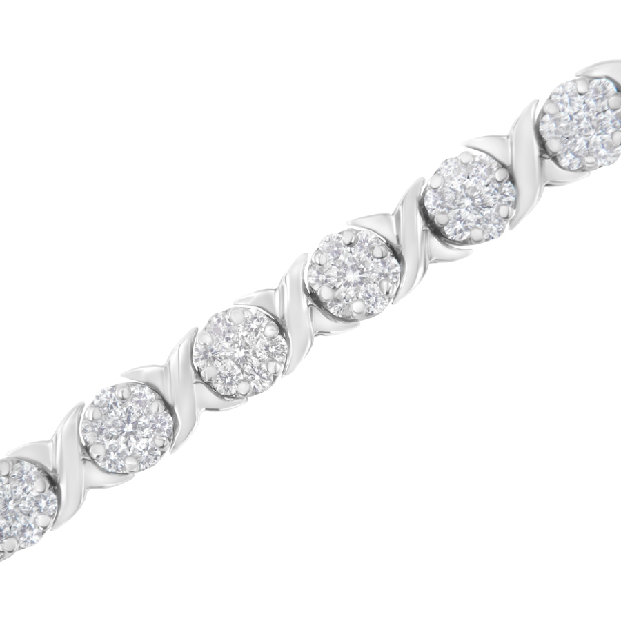 Image 990429_ALTMORE3.jpg, Product 990-429 / Price $23,377.50, 14K White Gold 4 7/8 Cttw Round Brilliant-Cut Diamond Round Cluster & X-Link 7" Tennis Bracelet (I-J Color, SI2-I1 Clarity) from Haus of Brilliance on TSC.ca's Jewellery department