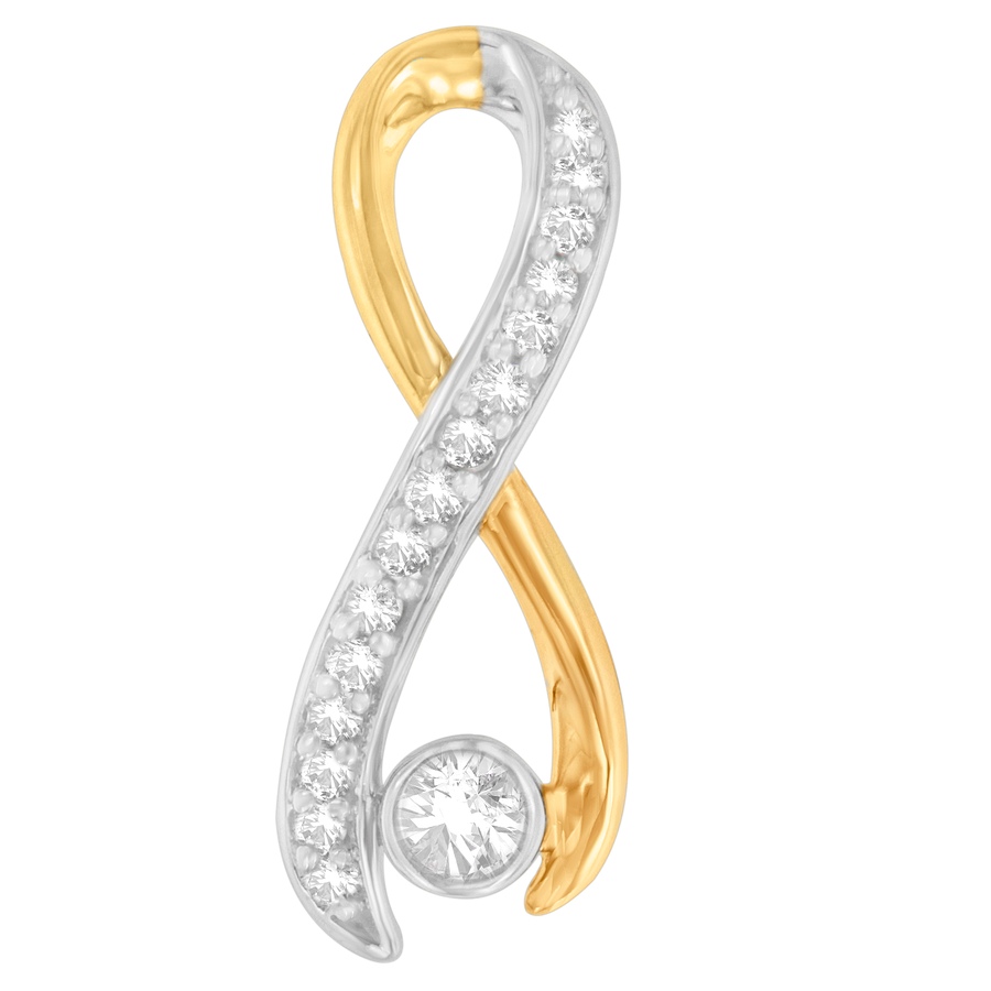 Image 990431.jpg, Product 990-431 / Price $1,957.00, 10K Two-Tone Gold 1/5 cttw Diamond Radiant Ribbon Pendant Necklace (H-I, I1-I2) from Haus of Brilliance on TSC.ca's Jewellery department