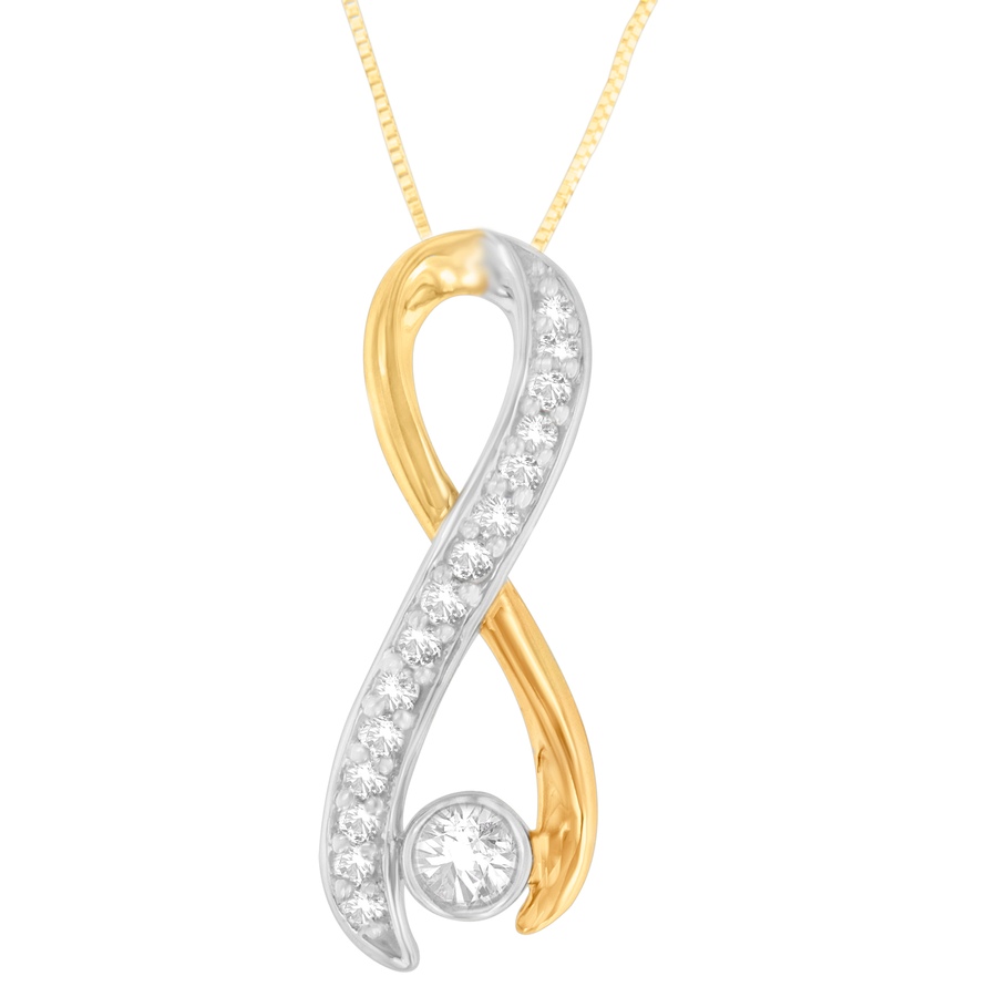 Image 990431_ALTMORE1.jpg, Product 990-431 / Price $1,957.00, 10K Two-Tone Gold 1/5 cttw Diamond Radiant Ribbon Pendant Necklace (H-I, I1-I2) from Haus of Brilliance on TSC.ca's Jewellery department