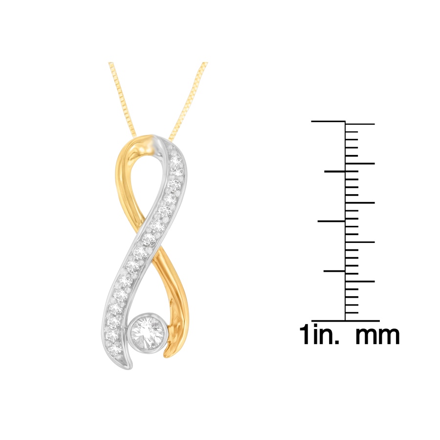 Image 990431_ALTMORE3.jpg, Product 990-431 / Price $1,957.00, 10K Two-Tone Gold 1/5 cttw Diamond Radiant Ribbon Pendant Necklace (H-I, I1-I2) from Haus of Brilliance on TSC.ca's Jewellery department