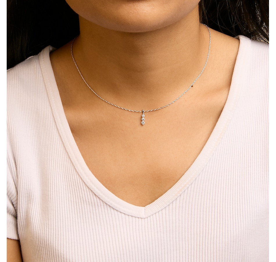 Image 990451_ALTMORE3.jpg, Product 990-451 / Price $1,206.00, .925 Sterling Silver 1/7 Cttw Lab Grown Diamond Three Stone Diamond Pendant Necklace - 18" Inches from Haus of Brilliance on TSC.ca's Jewellery department